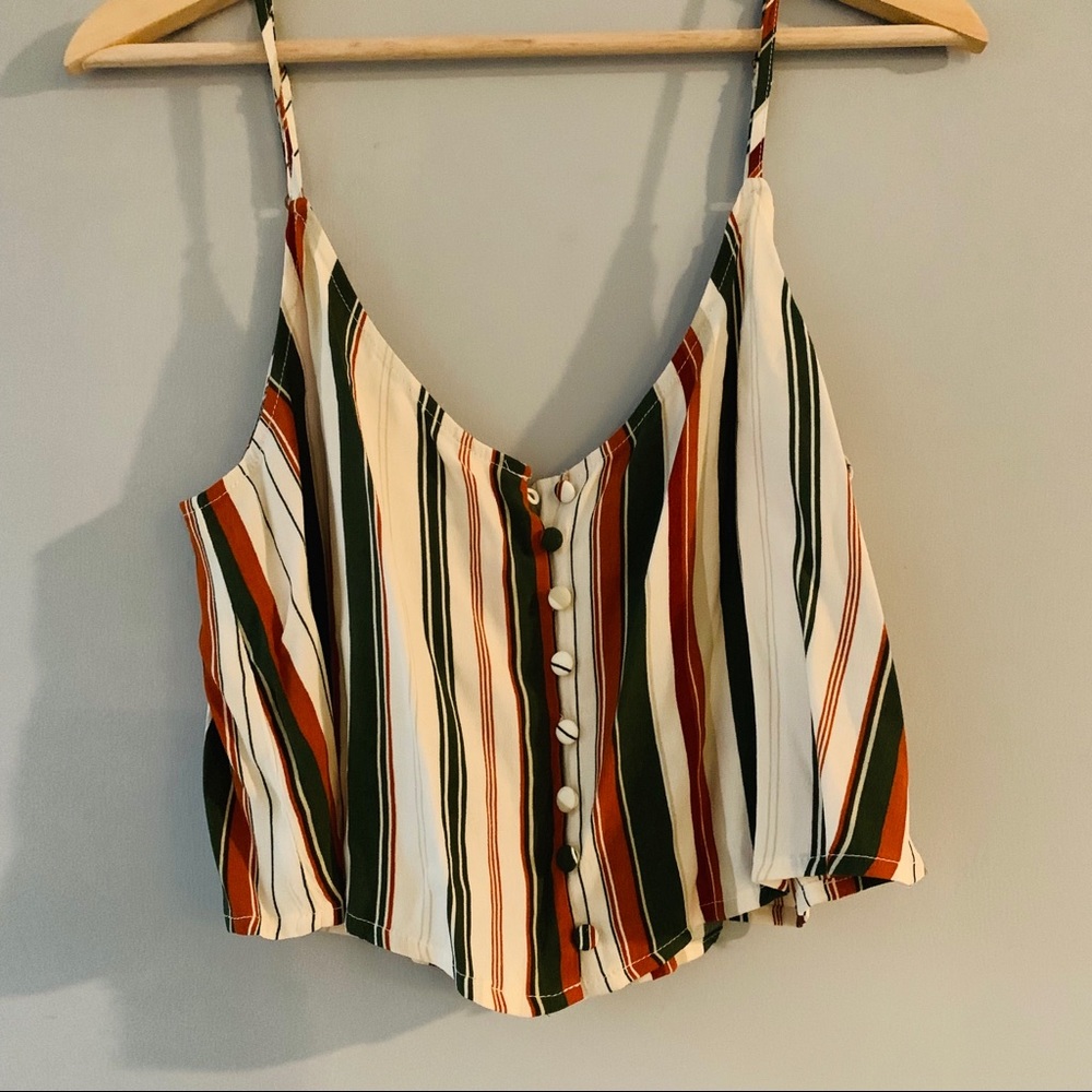 Orange and green striped crop top